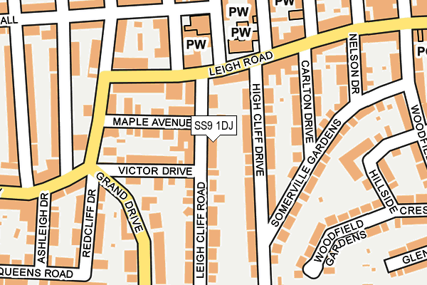 SS9 1DJ map - OS OpenMap – Local (Ordnance Survey)