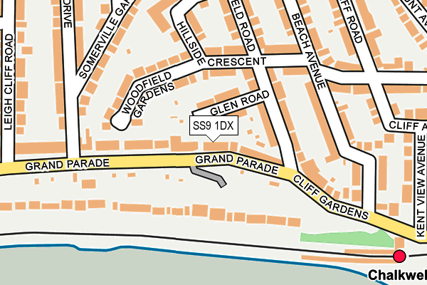 SS9 1DX map - OS OpenMap – Local (Ordnance Survey)