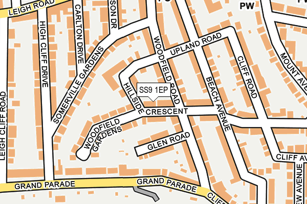 SS9 1EP map - OS OpenMap – Local (Ordnance Survey)