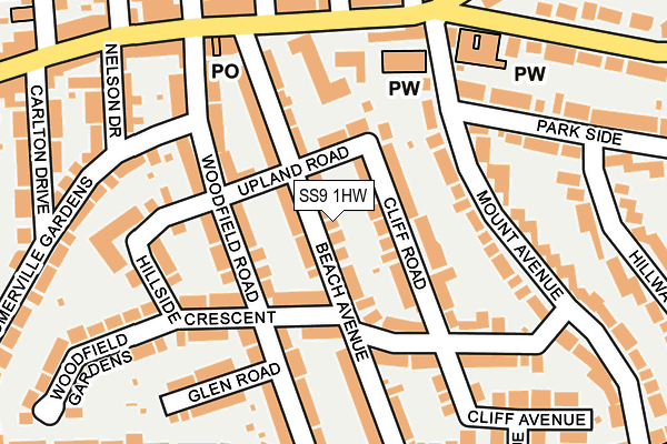 SS9 1HW map - OS OpenMap – Local (Ordnance Survey)