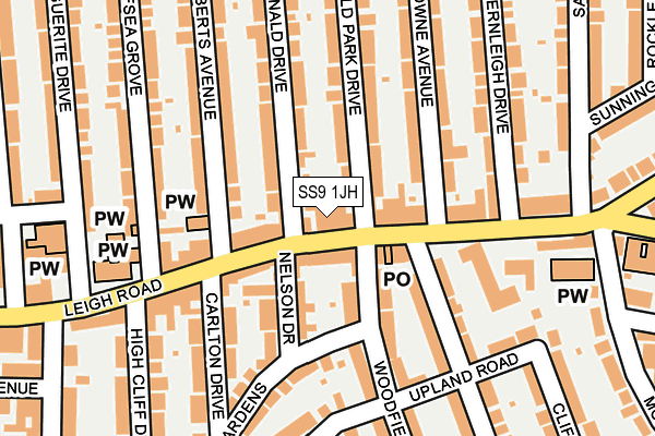 SS9 1JH map - OS OpenMap – Local (Ordnance Survey)