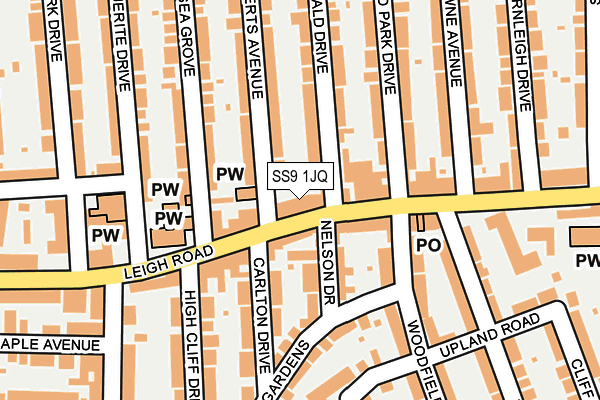 SS9 1JQ map - OS OpenMap – Local (Ordnance Survey)