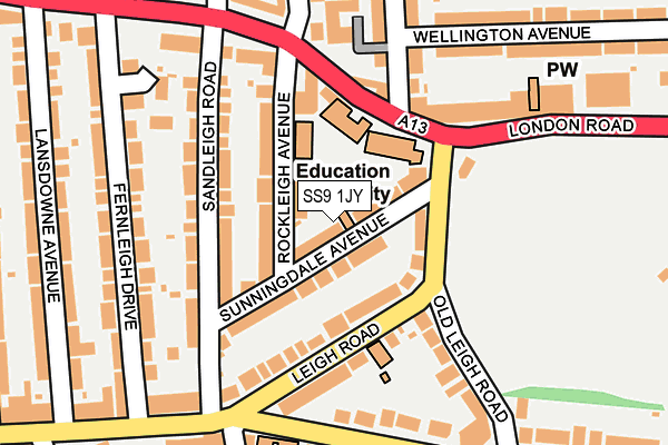 SS9 1JY map - OS OpenMap – Local (Ordnance Survey)