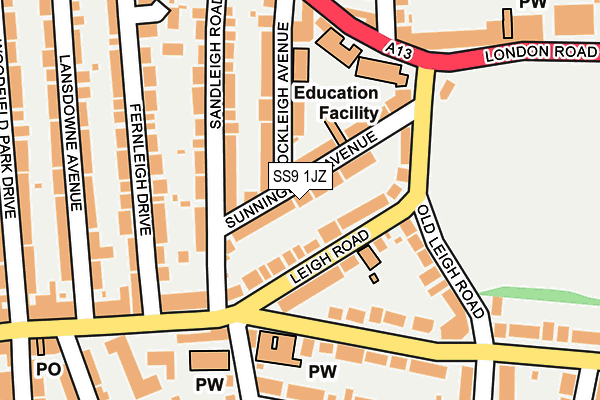 SS9 1JZ map - OS OpenMap – Local (Ordnance Survey)