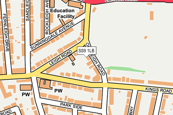 SS9 1LB map - OS OpenMap – Local (Ordnance Survey)