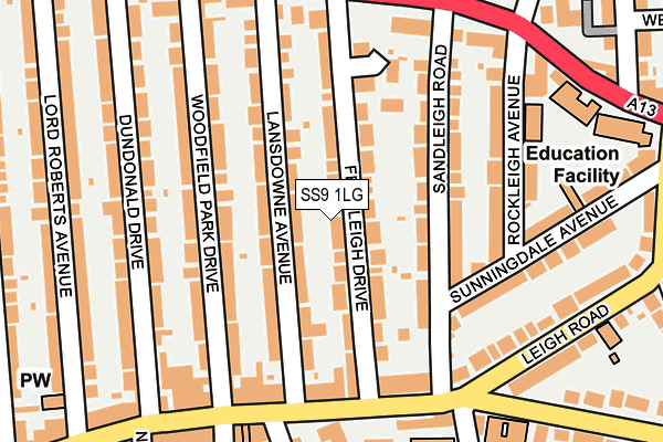 SS9 1LG map - OS OpenMap – Local (Ordnance Survey)