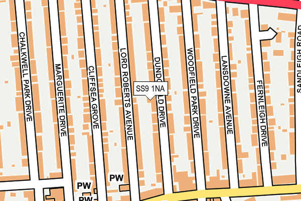 SS9 1NA map - OS OpenMap – Local (Ordnance Survey)