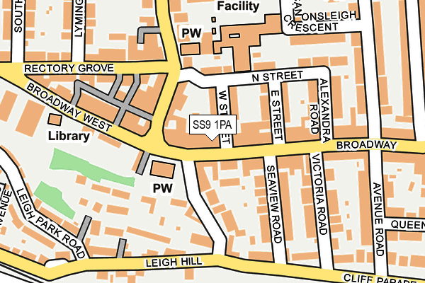 SS9 1PA map - OS OpenMap – Local (Ordnance Survey)