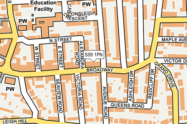 SS9 1PN map - OS OpenMap – Local (Ordnance Survey)
