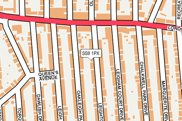 SS9 1PX map - OS OpenMap – Local (Ordnance Survey)