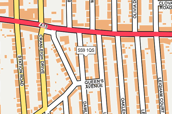 SS9 1QS map - OS OpenMap – Local (Ordnance Survey)