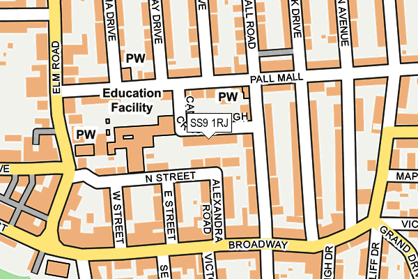 SS9 1RJ map - OS OpenMap – Local (Ordnance Survey)