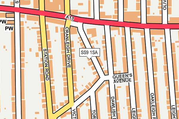 SS9 1SA map - OS OpenMap – Local (Ordnance Survey)