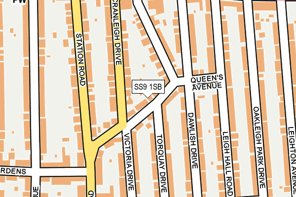 SS9 1SB map - OS OpenMap – Local (Ordnance Survey)