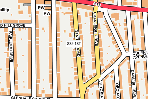 SS9 1ST map - OS OpenMap – Local (Ordnance Survey)