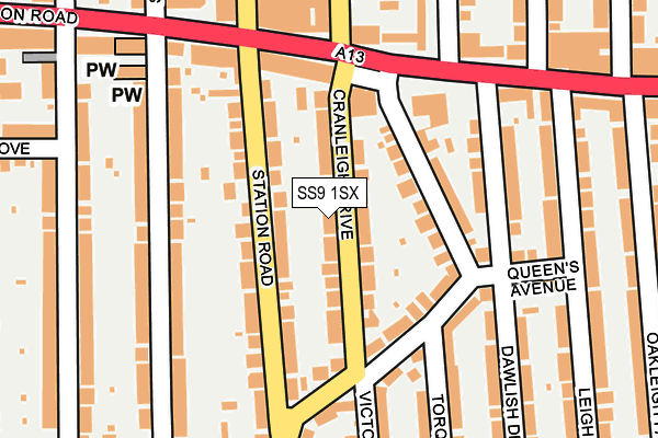 SS9 1SX map - OS OpenMap – Local (Ordnance Survey)