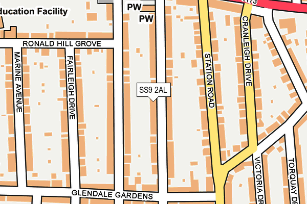 SS9 2AL map - OS OpenMap – Local (Ordnance Survey)