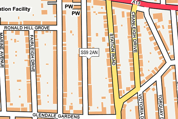 SS9 2AN map - OS OpenMap – Local (Ordnance Survey)