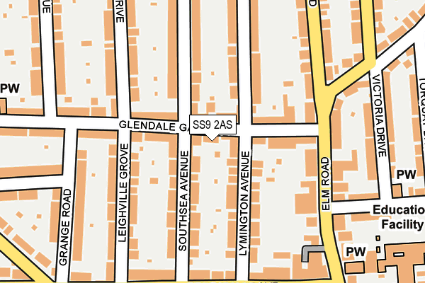 SS9 2AS map - OS OpenMap – Local (Ordnance Survey)