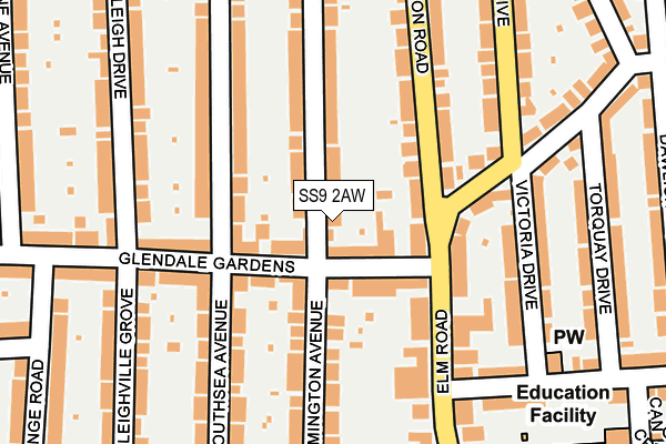 SS9 2AW map - OS OpenMap – Local (Ordnance Survey)