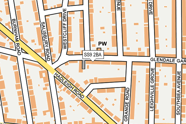 SS9 2BA map - OS OpenMap – Local (Ordnance Survey)