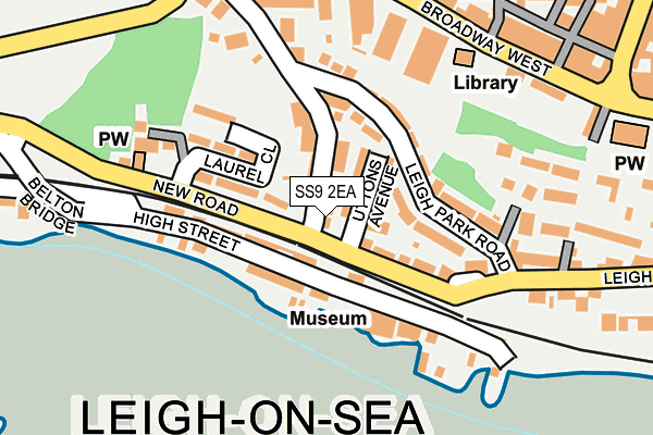 SS9 2EA map - OS OpenMap – Local (Ordnance Survey)