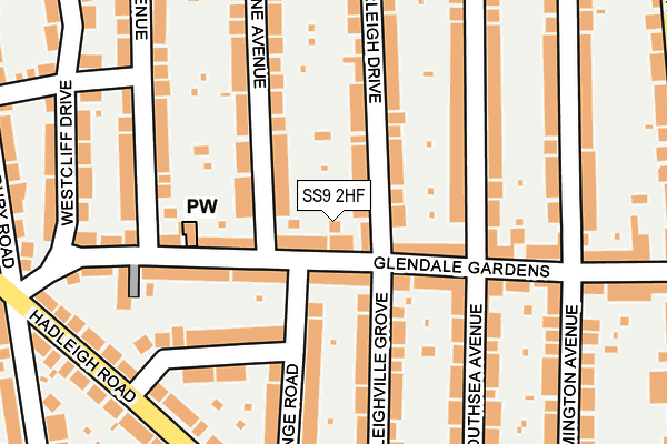 SS9 2HF map - OS OpenMap – Local (Ordnance Survey)