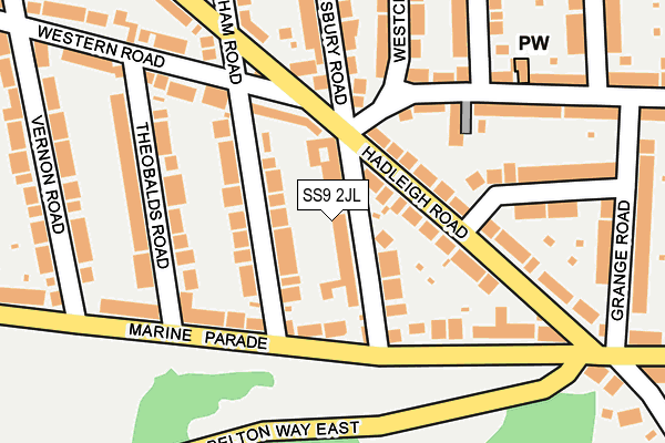 SS9 2JL map - OS OpenMap – Local (Ordnance Survey)