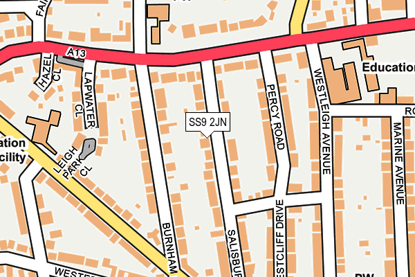 SS9 2JN map - OS OpenMap – Local (Ordnance Survey)