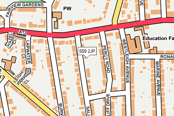 SS9 2JP map - OS OpenMap – Local (Ordnance Survey)