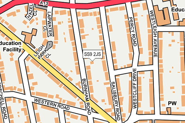 SS9 2JS map - OS OpenMap – Local (Ordnance Survey)