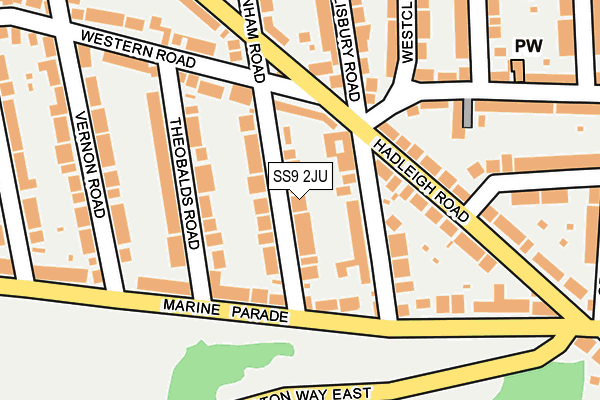 SS9 2JU map - OS OpenMap – Local (Ordnance Survey)