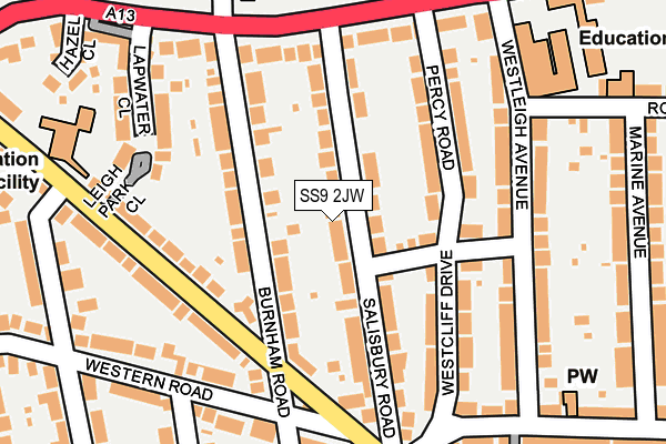 SS9 2JW map - OS OpenMap – Local (Ordnance Survey)