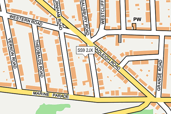 SS9 2JX map - OS OpenMap – Local (Ordnance Survey)
