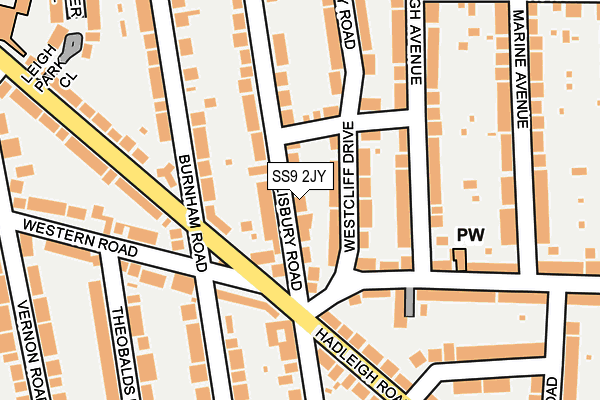 SS9 2JY map - OS OpenMap – Local (Ordnance Survey)