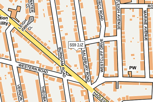 SS9 2JZ map - OS OpenMap – Local (Ordnance Survey)