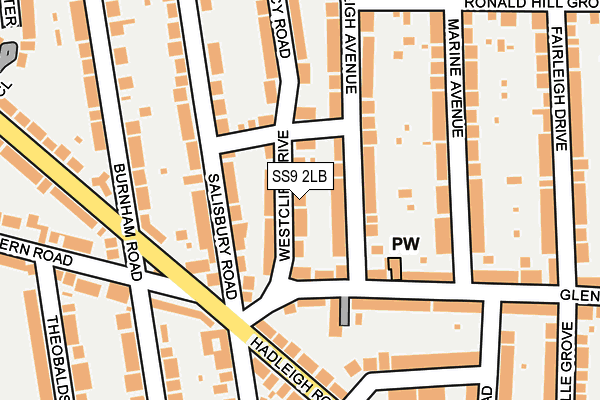 SS9 2LB map - OS OpenMap – Local (Ordnance Survey)