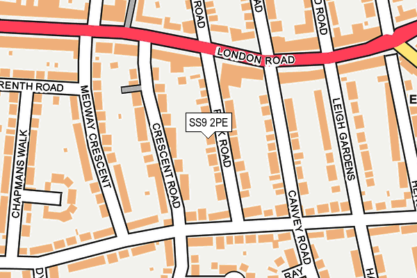 SS9 2PE map - OS OpenMap – Local (Ordnance Survey)
