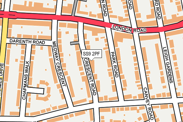 SS9 2PF map - OS OpenMap – Local (Ordnance Survey)