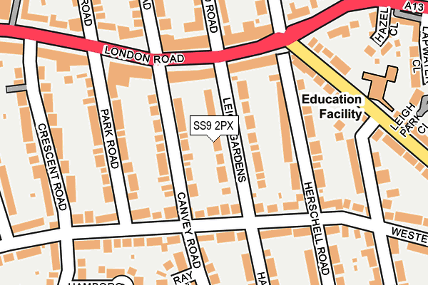 SS9 2PX map - OS OpenMap – Local (Ordnance Survey)