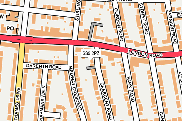 SS9 2PZ map - OS OpenMap – Local (Ordnance Survey)