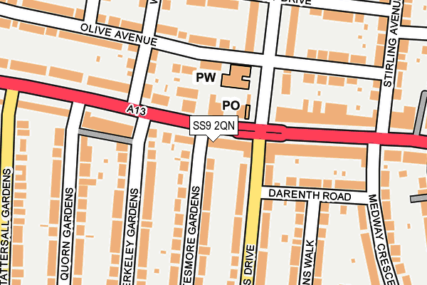SS9 2QN map - OS OpenMap – Local (Ordnance Survey)