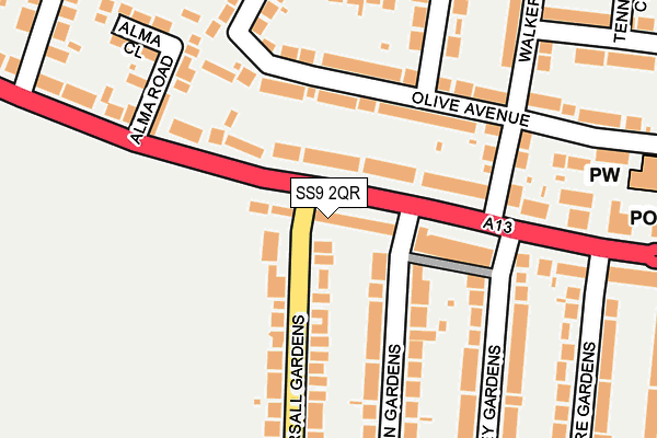 SS9 2QR map - OS OpenMap – Local (Ordnance Survey)
