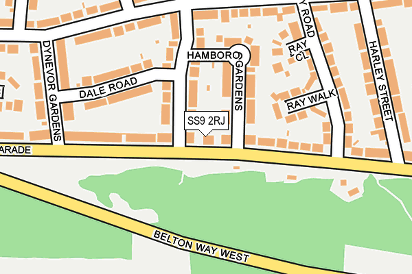 SS9 2RJ map - OS OpenMap – Local (Ordnance Survey)