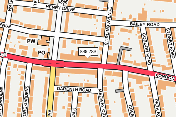 SS9 2SS map - OS OpenMap – Local (Ordnance Survey)