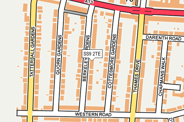 SS9 2TE map - OS OpenMap – Local (Ordnance Survey)