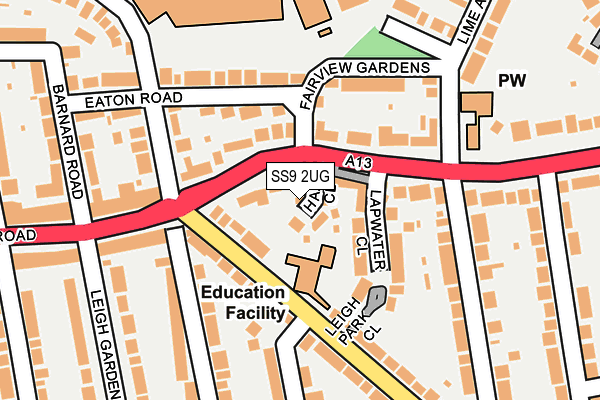 SS9 2UG map - OS OpenMap – Local (Ordnance Survey)
