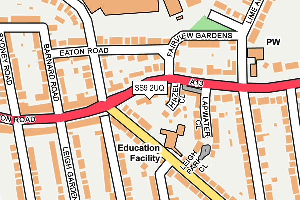 SS9 2UQ map - OS OpenMap – Local (Ordnance Survey)