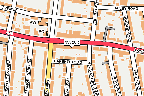 SS9 2UR map - OS OpenMap – Local (Ordnance Survey)
