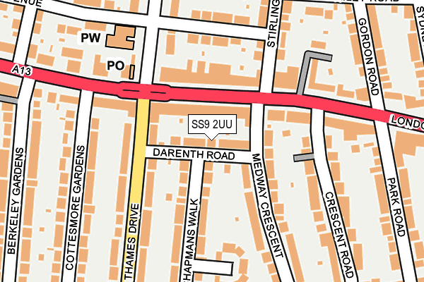 SS9 2UU map - OS OpenMap – Local (Ordnance Survey)